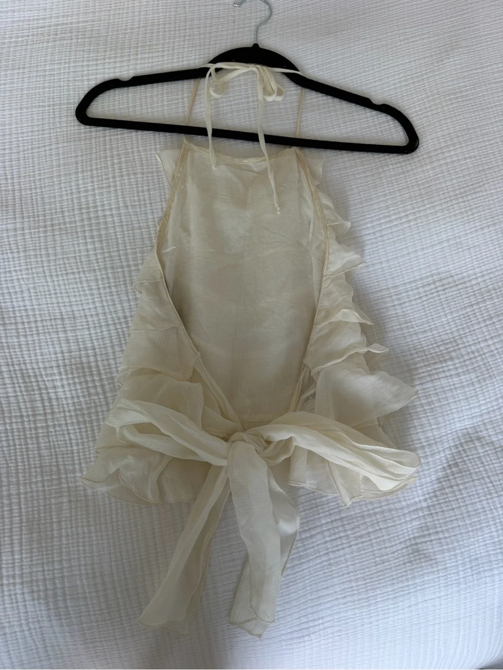 Open Back Ruffled Halter Top - Picture 2 of 3